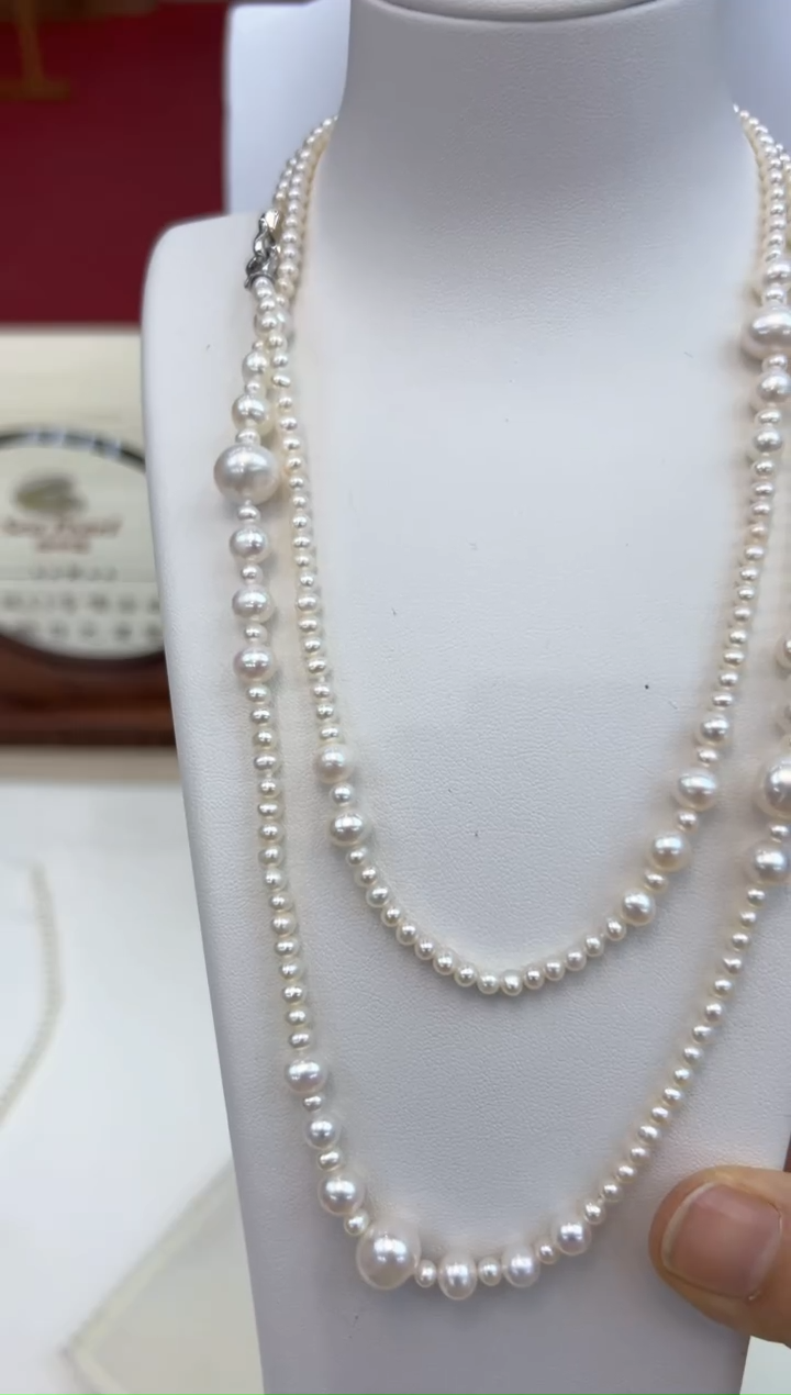 【闪购商品】淡水珍珠毛衣链未镶嵌3.5-4MM +8-9MM 42