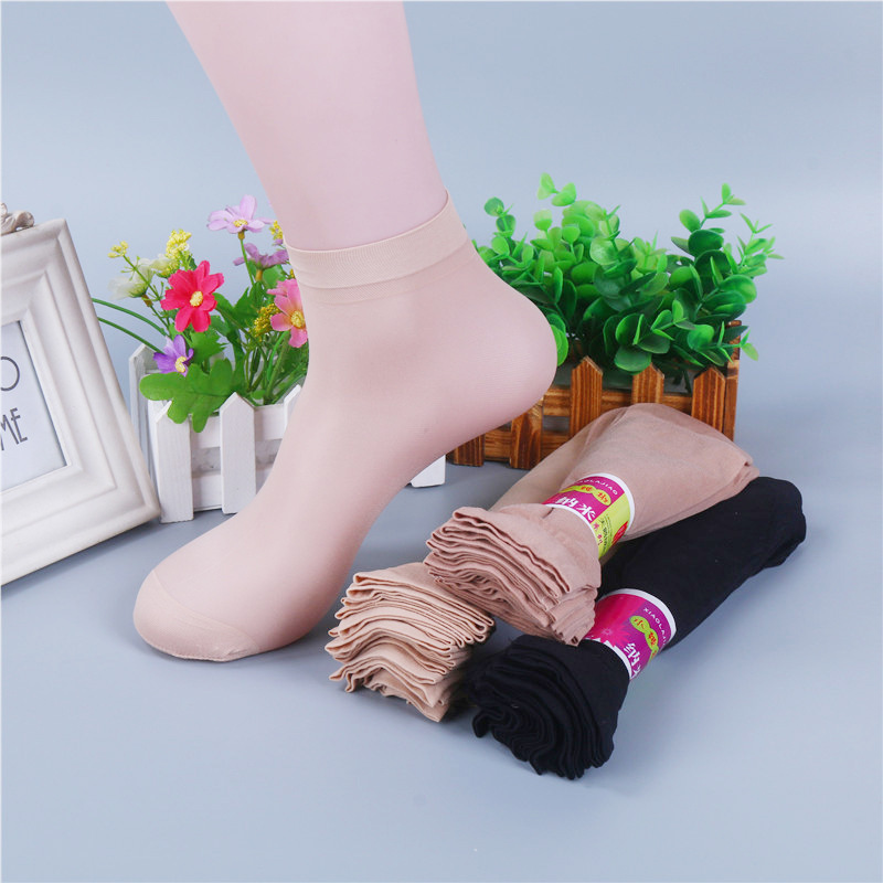 【供应链-】黑色肤色对对袜透明中筒女小辣椒天鹅绒短丝袜四七