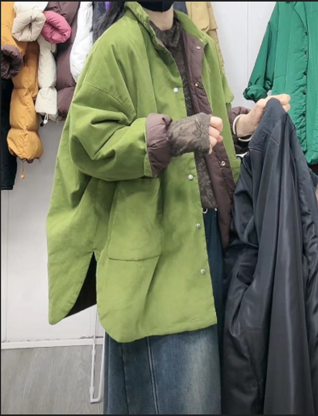 【非霏推荐】欧货大版立领宽松保暖加棉棉服外套女08010 