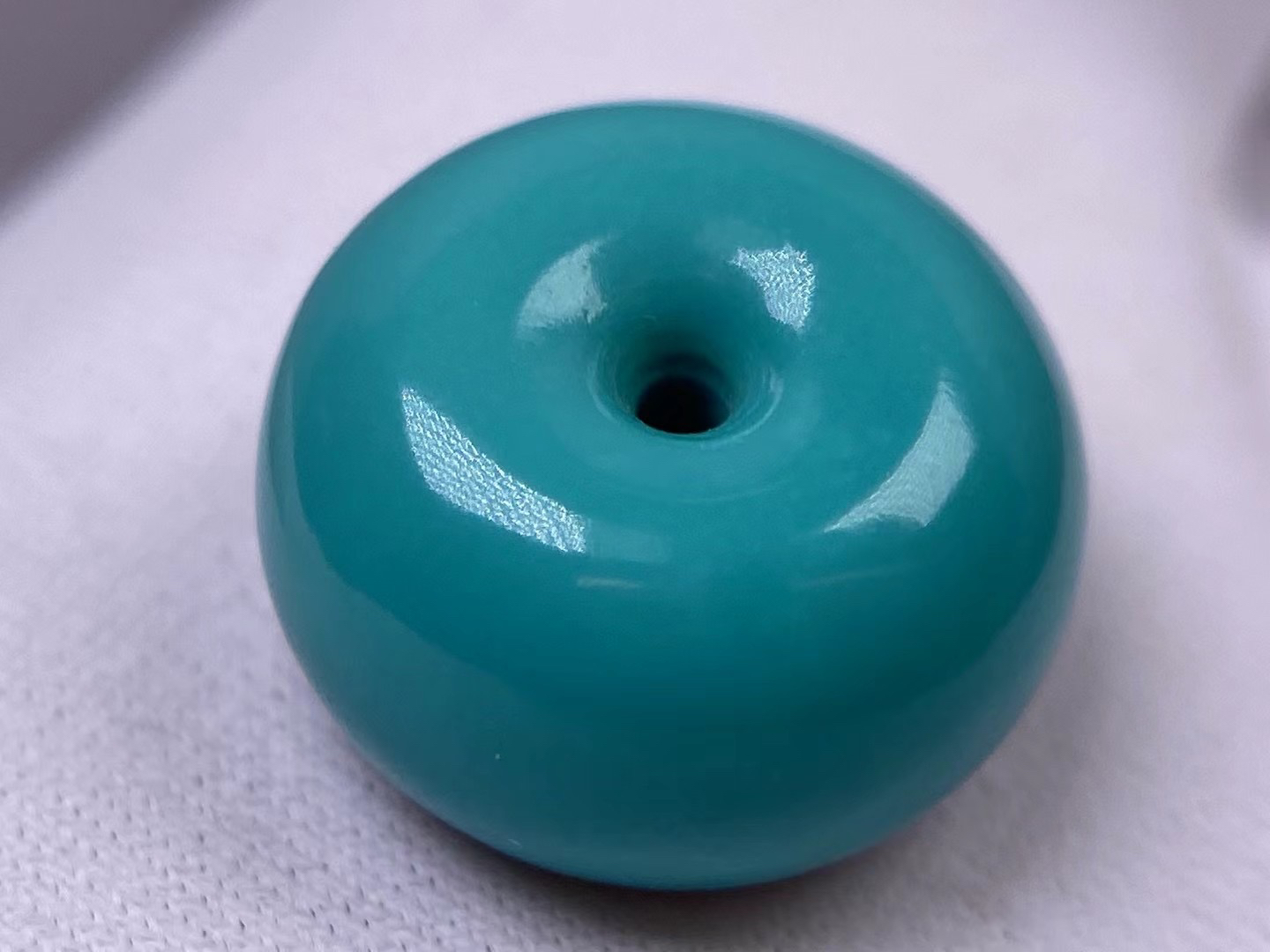 天然原矿绿松石 高瓷玉化色精品面包圈12.5×7mm