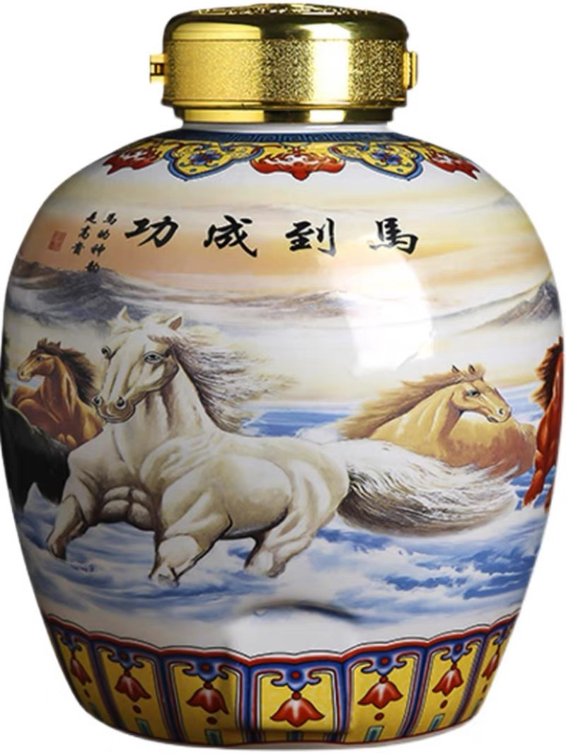 马到成功 景德镇手工陶瓷酒坛10斤/20斤/30斤/50斤