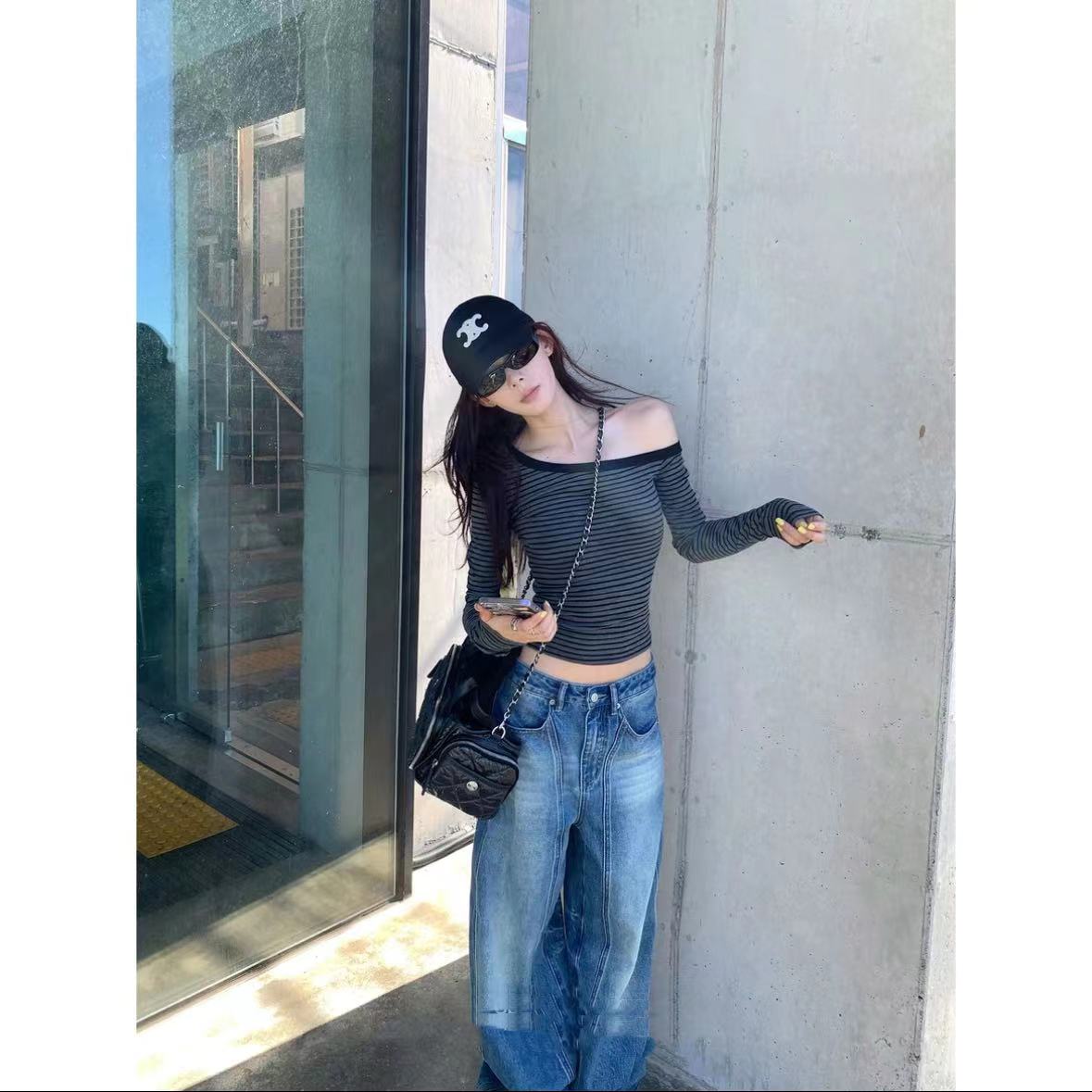 徐秋阳  条纹画报  百搭时尚休闲设计感显瘦显白条纹上衣