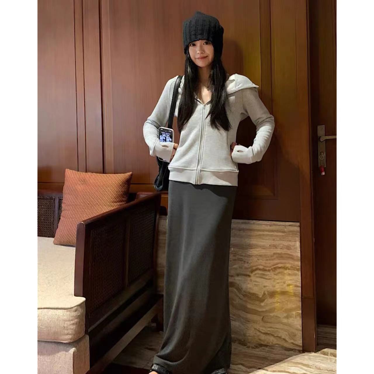 徐秋阳 糯米裙   时尚简约百搭休闲半身长裙10573-