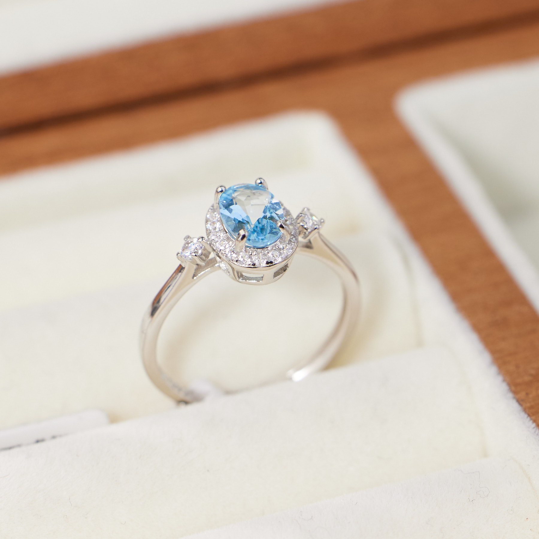 【玉峰珠宝丨安娜严选】海蓝宝戒指S925银【E9135】多样性发一