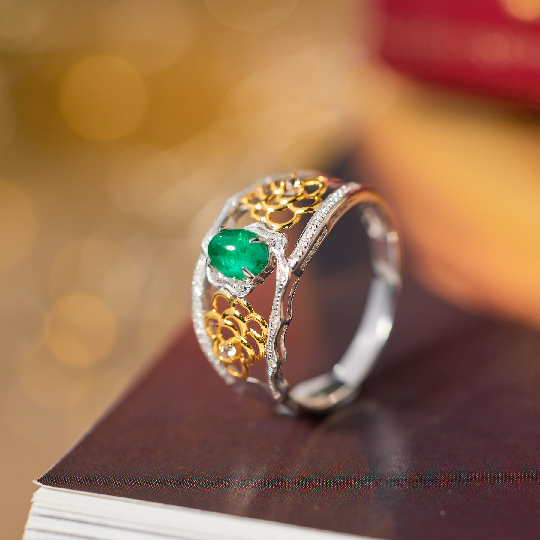 玉峰珠宝丨安娜【Q1089】祖母绿戒指*18K金镶嵌