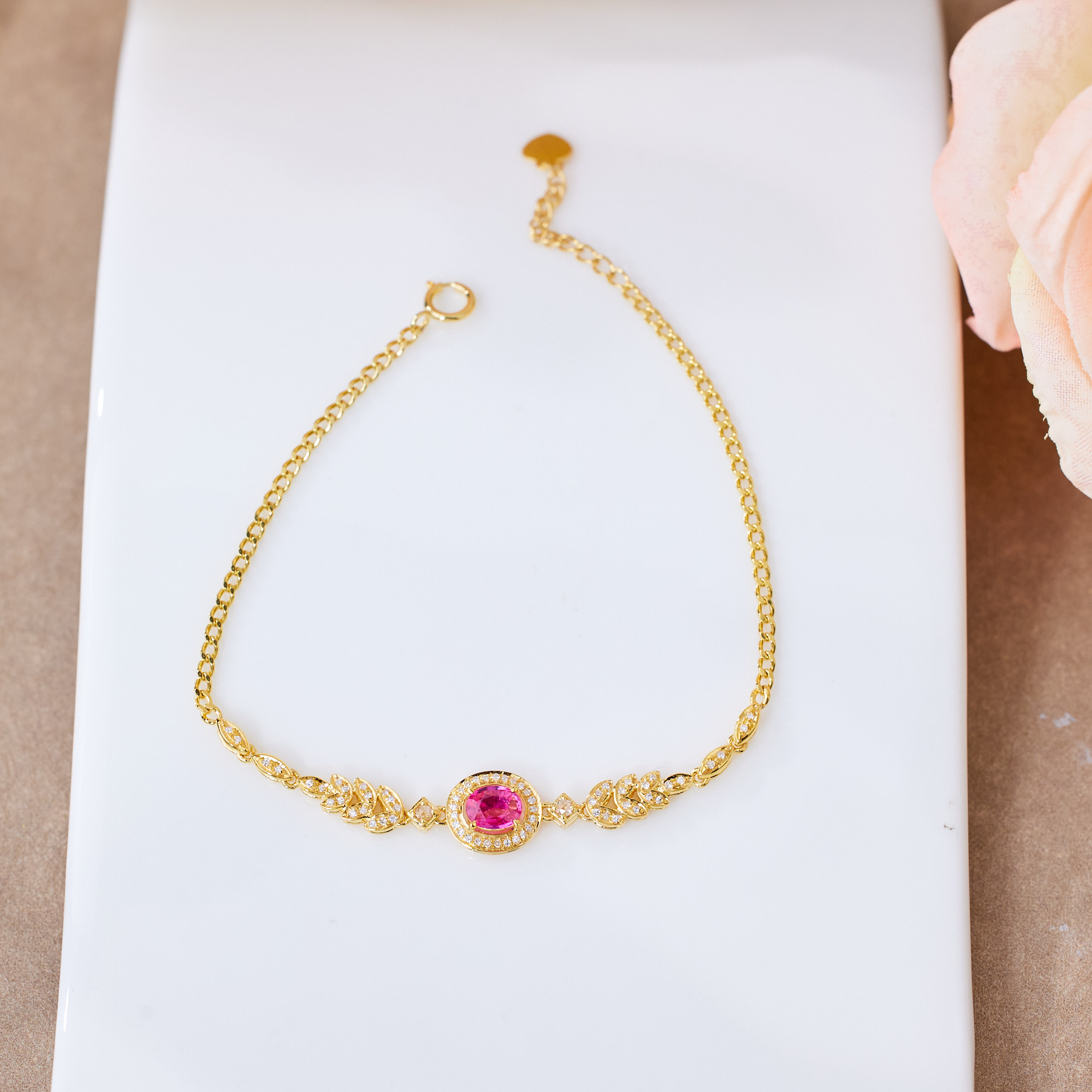 【玉峰珠宝丨安娜严选】红宝石手链18K金天使之翼【U7371】多样性发一