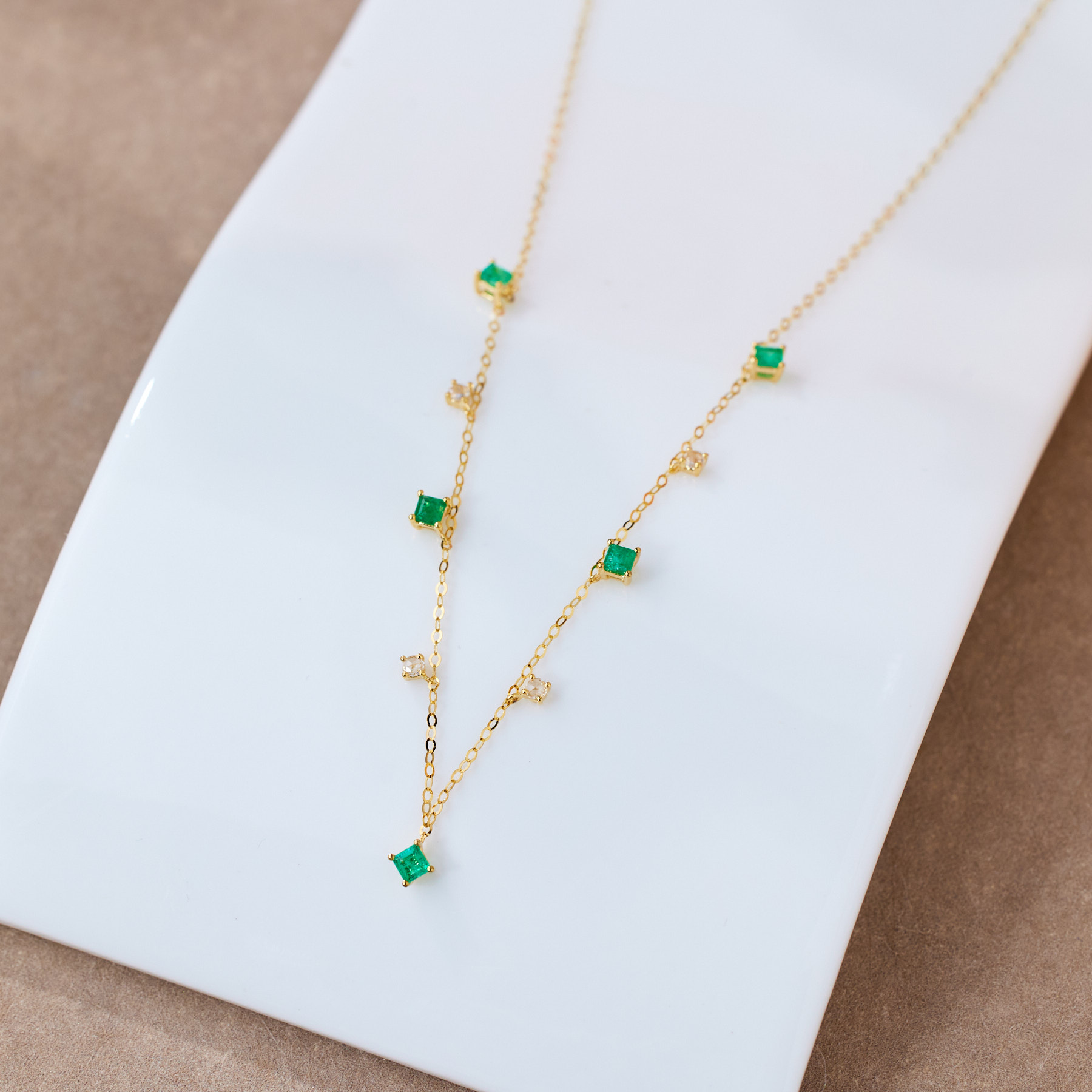 【玉峰珠宝丨安娜严选】祖母绿项链18K金满天星【U7370】多样性发一