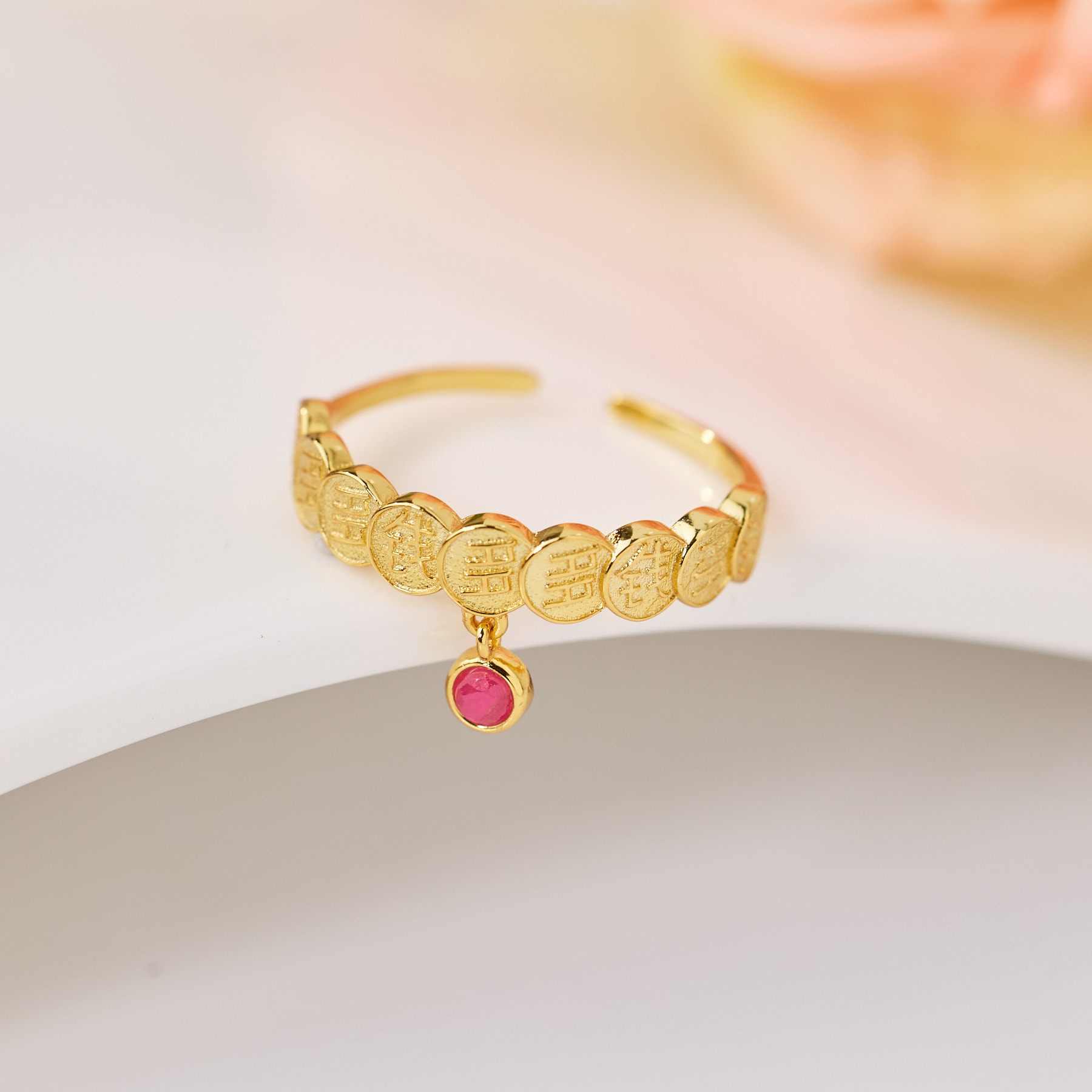 【玉峰珠宝丨安娜严选】红宝石戒指S925银钱多多【P8141】多样性发一