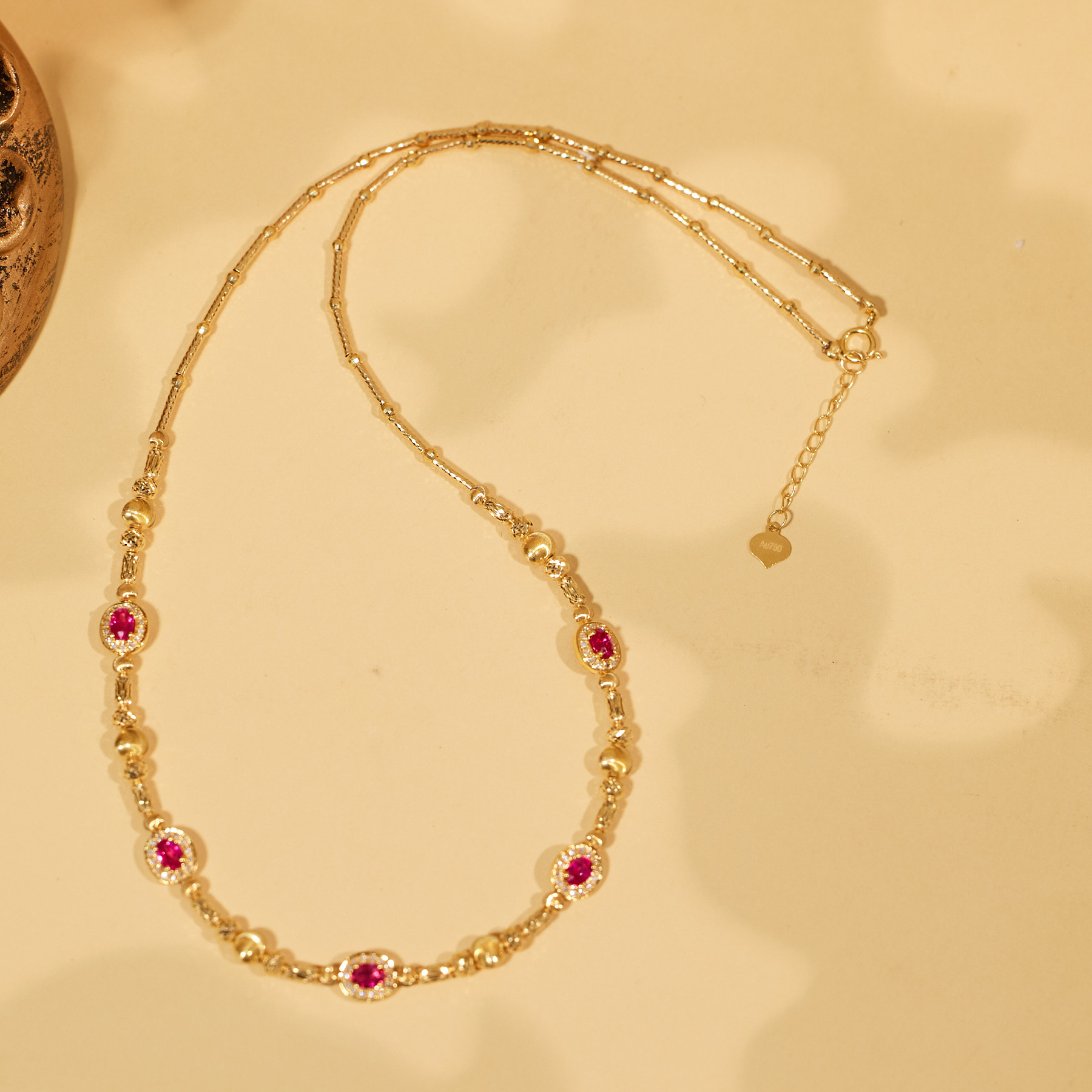 【玉峰珠宝丨安娜严选】红宝石项链18K金金色曙光【U9438】多样性发一