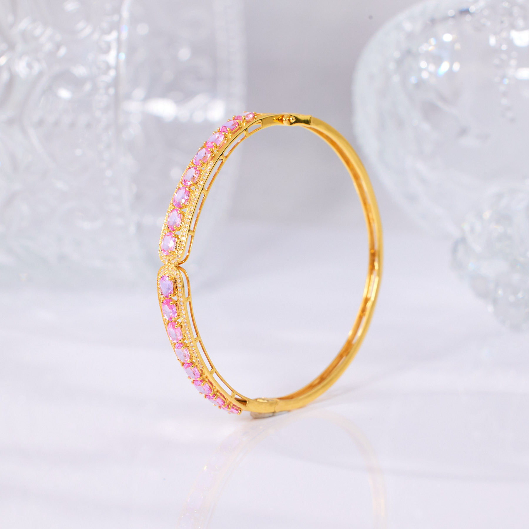 玉峰珠宝丨莳萝*帕帕拉恰手镯*18K金镶嵌U1145