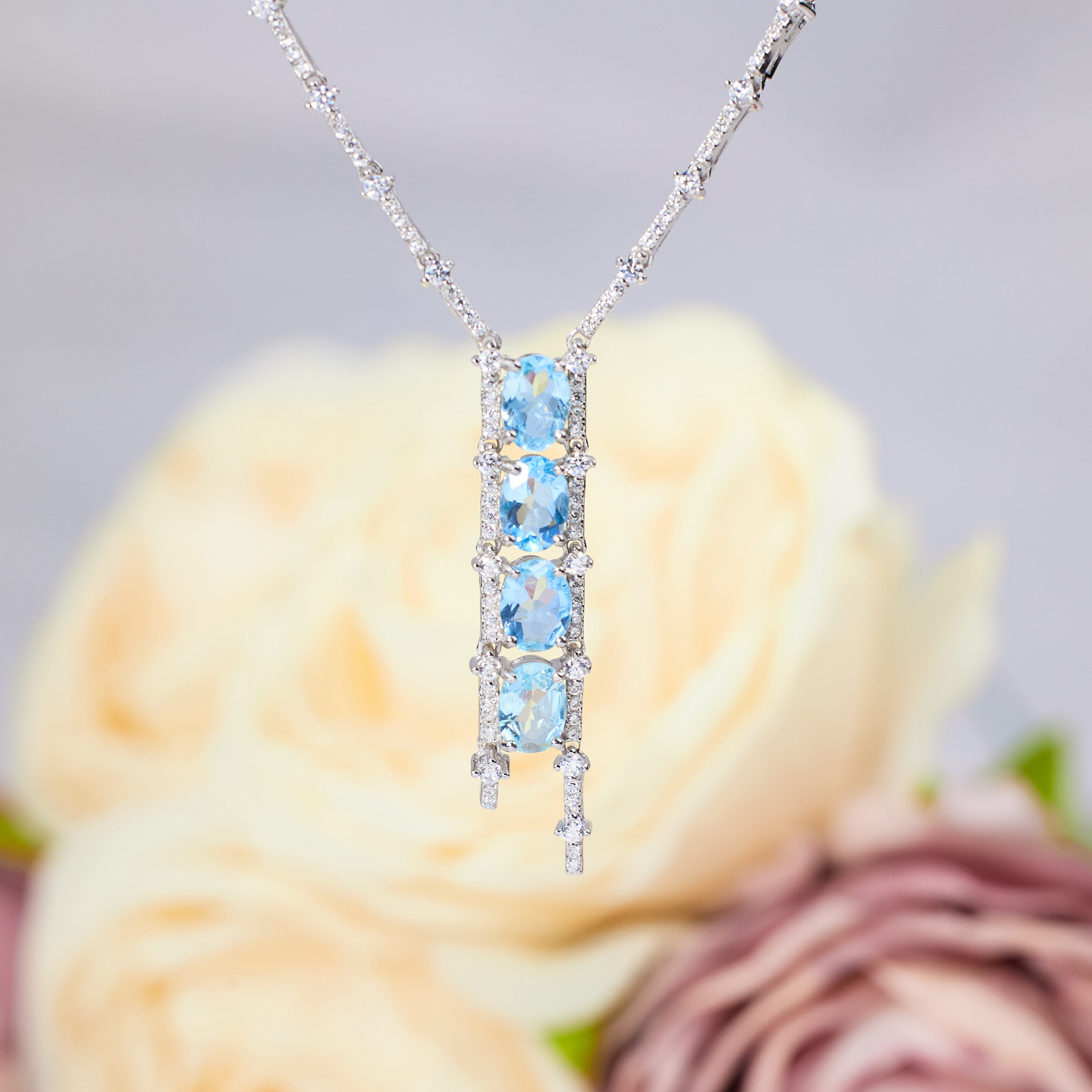 【玉峰珠宝丨安娜严选】海蓝宝项链S925银【W0192】多样性发一