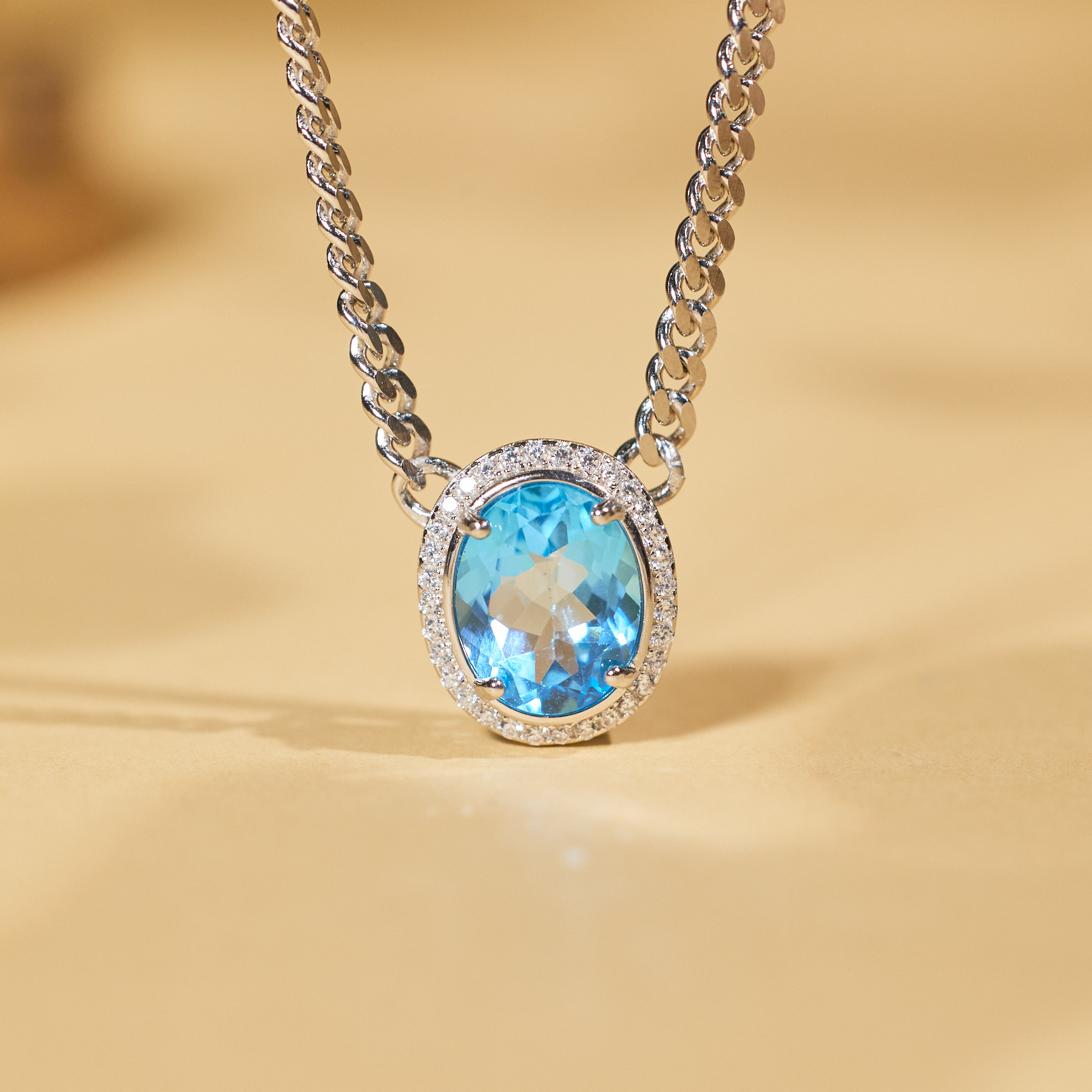 玉峰珠宝丨安娜【W6879】托帕石项链*S925银镶嵌