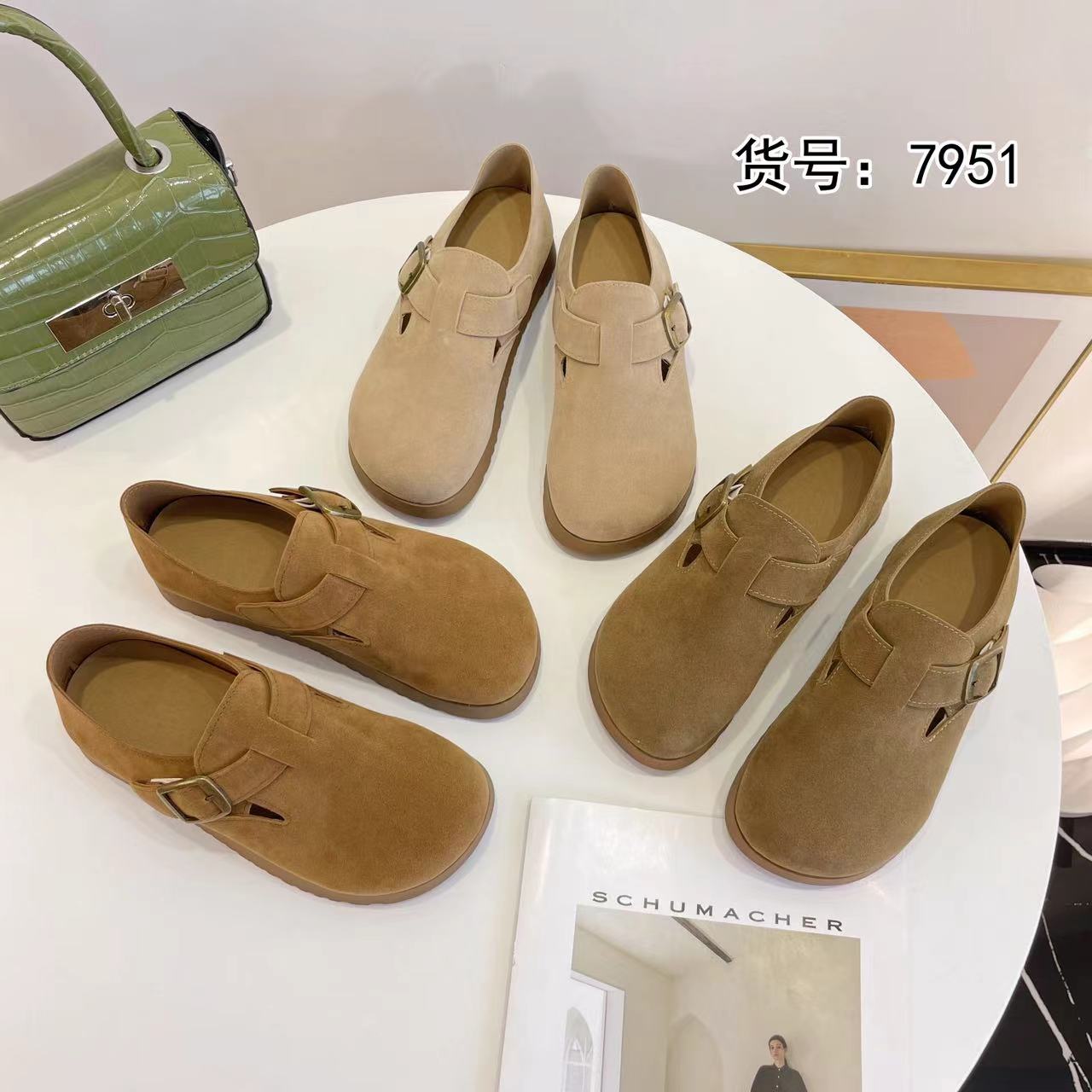 7951秋季新款复古编织防滑平底交叉单鞋