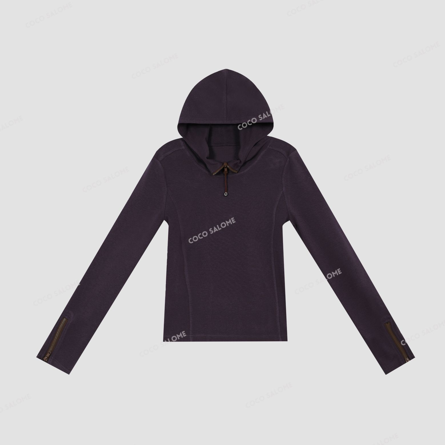 安安推荐【紫玫瑰】拼接半拉链设计感长袖打底衫BL-CXW51122736Y