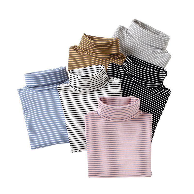 儿童条纹高领打底衫秋冬款男童女童秋衣中大童宝宝内搭高领上衣