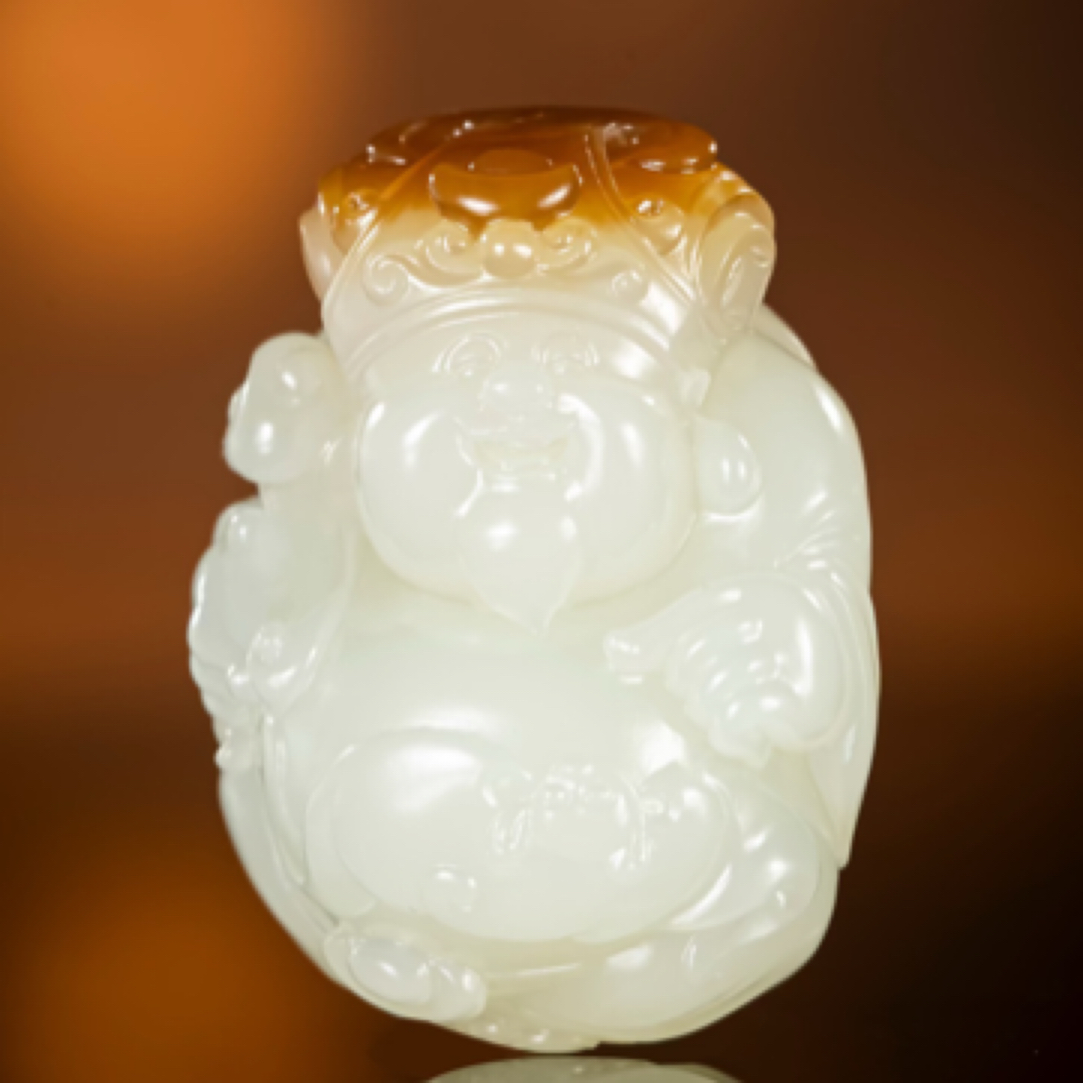 和田玉且末料金山矿《喜庆财神》萌化鸿运当头