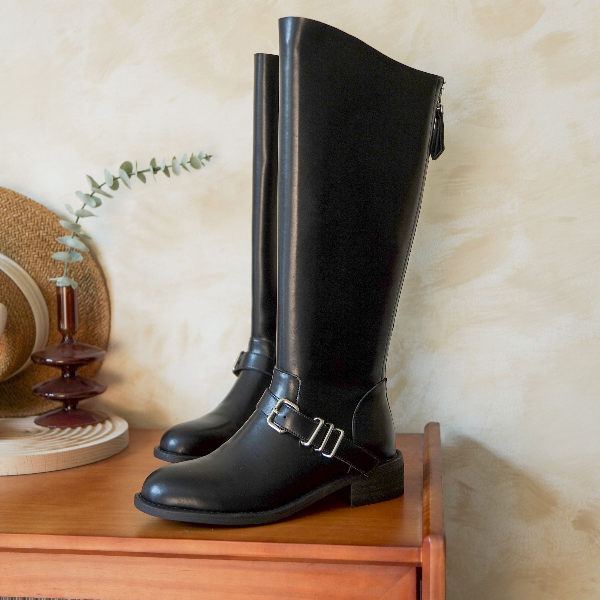2025冬季新款不过膝长靴瘦瘦靴 粗跟骑士靴 超显腿直哦~