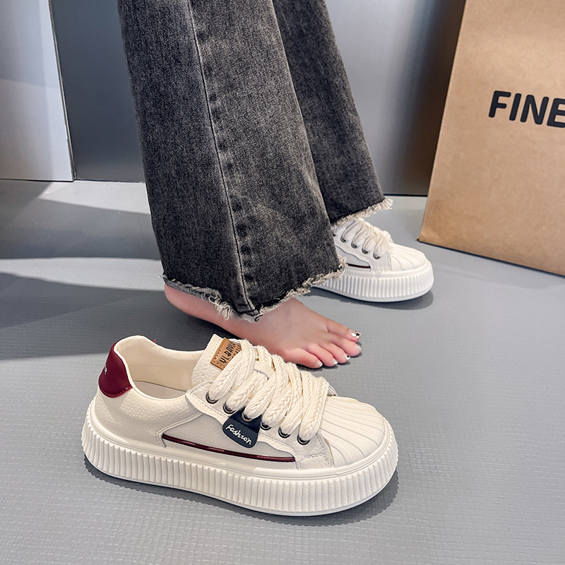 回力瑞女鞋2023秋季新款透气爆款贝壳头小白鞋厚底百搭运动板鞋潮