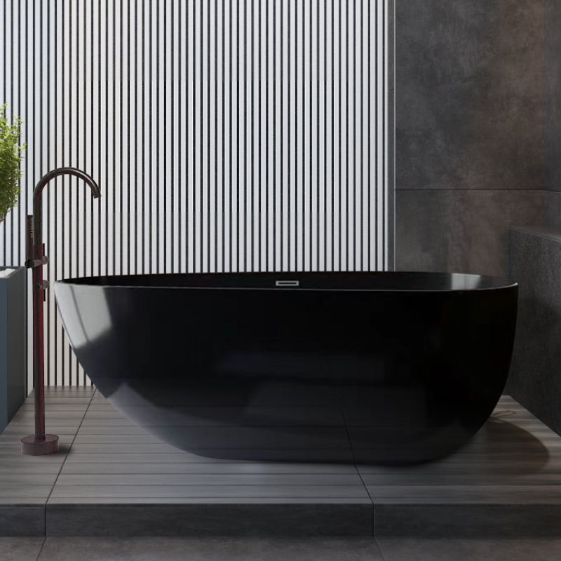 黑色浴缸成型亚克力小户型迷你民宿酒店小型可移动独立式设计泡澡