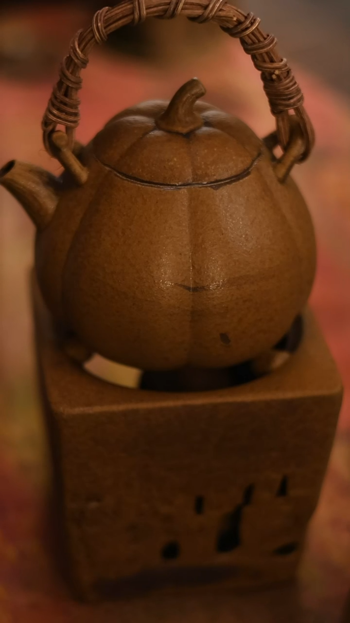 【闪购商品】灰念酱釉石窟酒精炉+酱釉南瓜壶