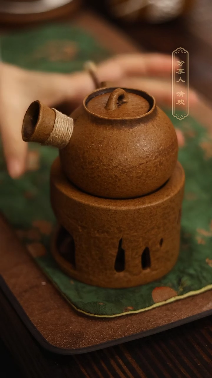 【闪购商品】灰念酱釉拇指侧把+石窟温茶器