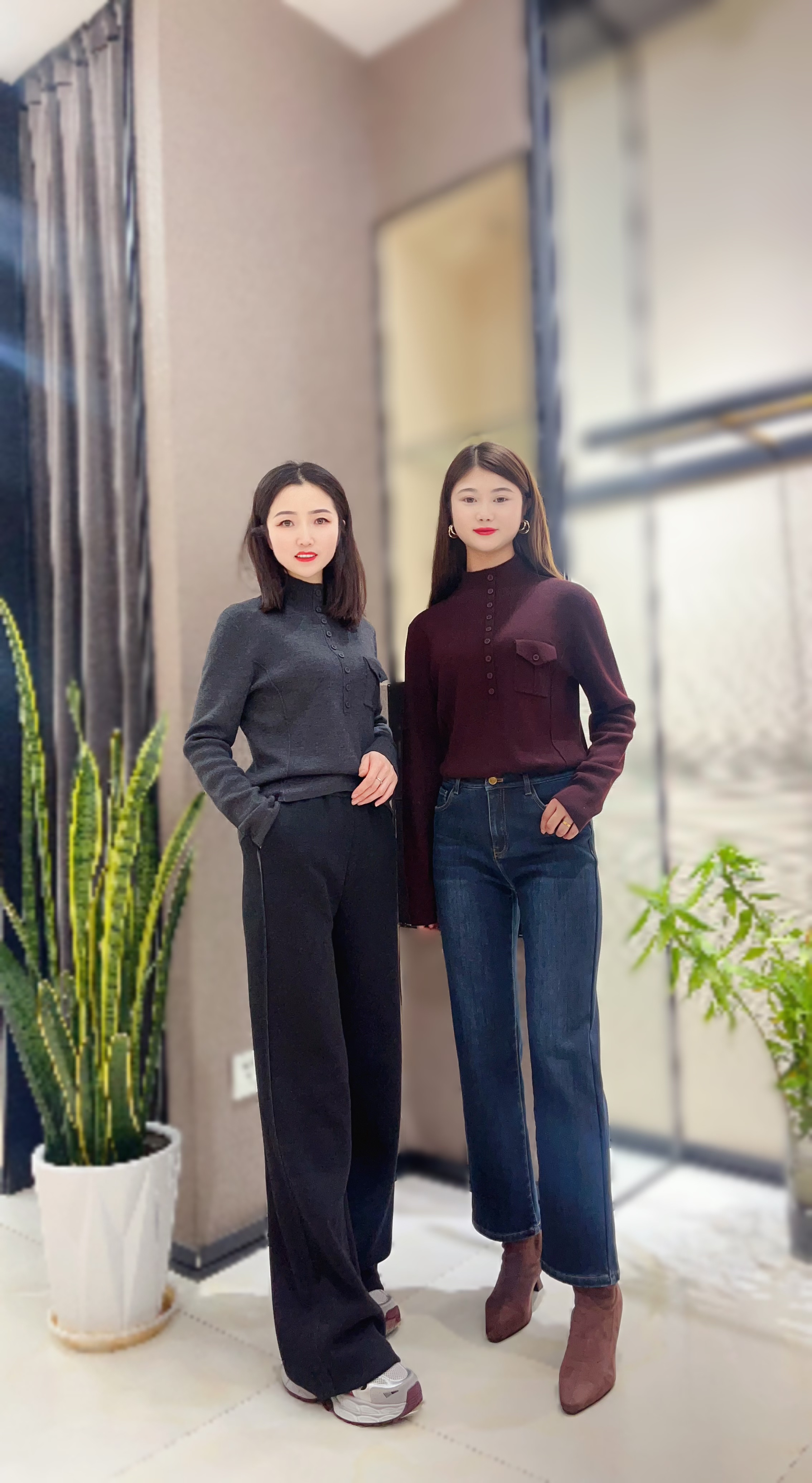 羊毛纽扣款针织毛衫