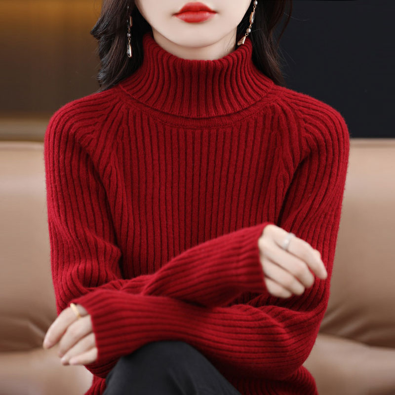 高领羊毛衫女时尚洋气2023秋冬季新款保暖针织宽松羊绒衫百搭长袖
