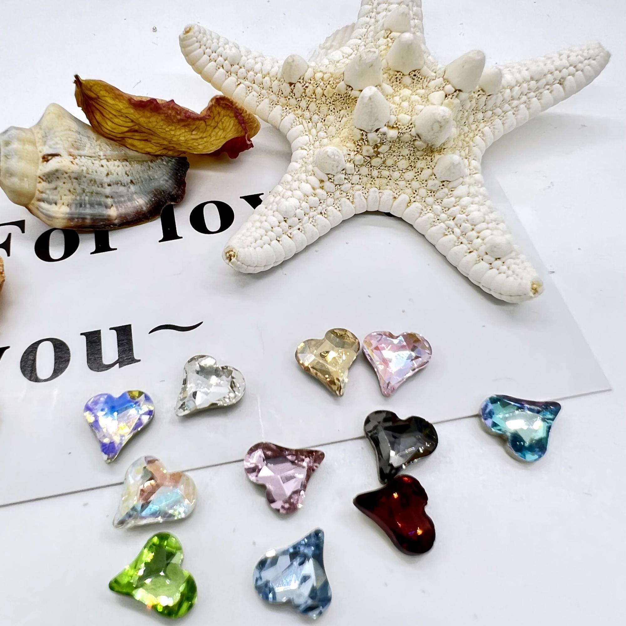 QA【8*9歪心混色】超闪尖底美甲钻爆闪彩色精品K9水晶玻璃歪心钻