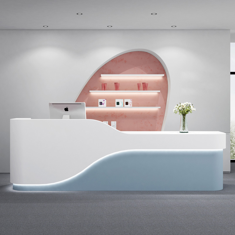 公司前台接待台美容院吧台烤漆大气酒店服装店收银台现代简约定制