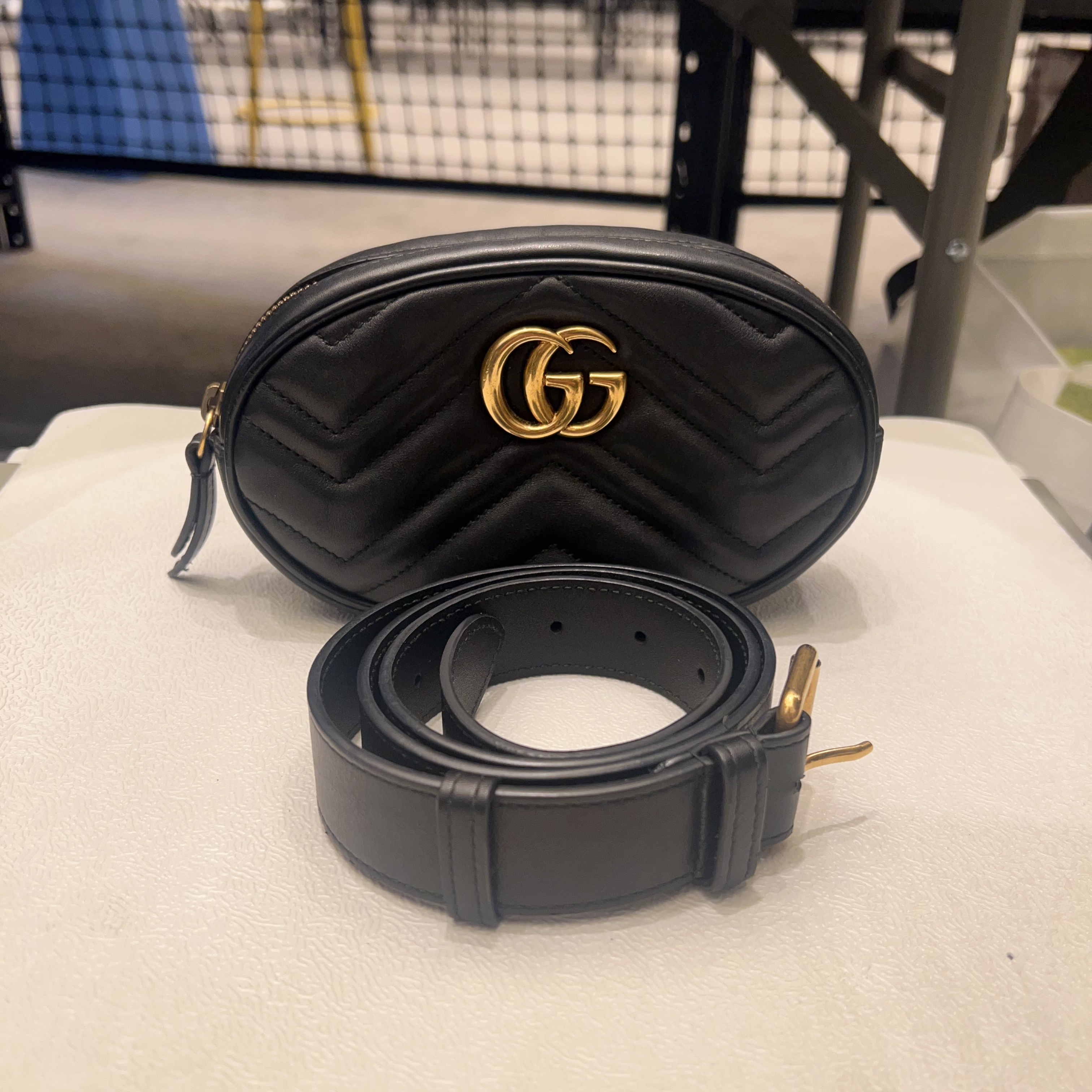 95新 GUCCI/古驰 古驰 黑色马蒙百搭时尚腰包