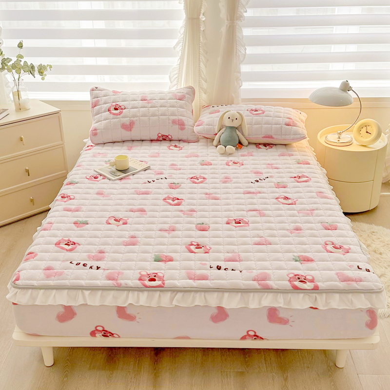 A类牛奶绒加厚夹棉床笠单件冬天学生宿舍保暖床罩防滑固定床垫套