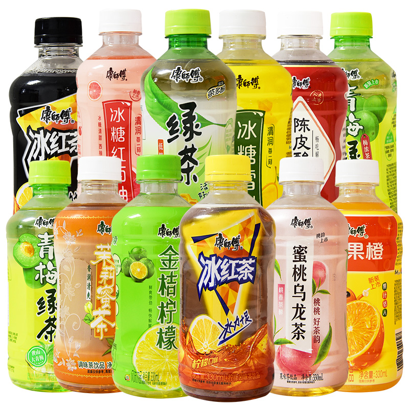 康师傅饮料整箱瓶装冰红茶水蜜桃乌龙茶茉莉蜜茶青梅绿茶小瓶批发