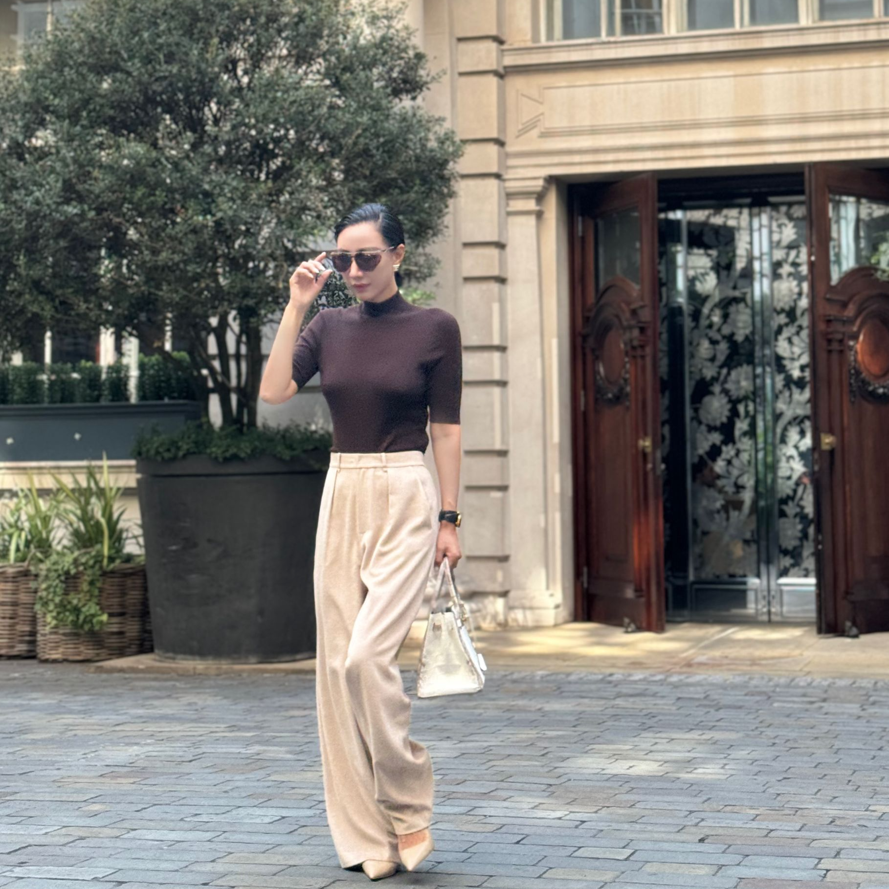 【Do.Fashion欧阳】“静奢老钱”丝驼绒老钱风高腰阔腿裤