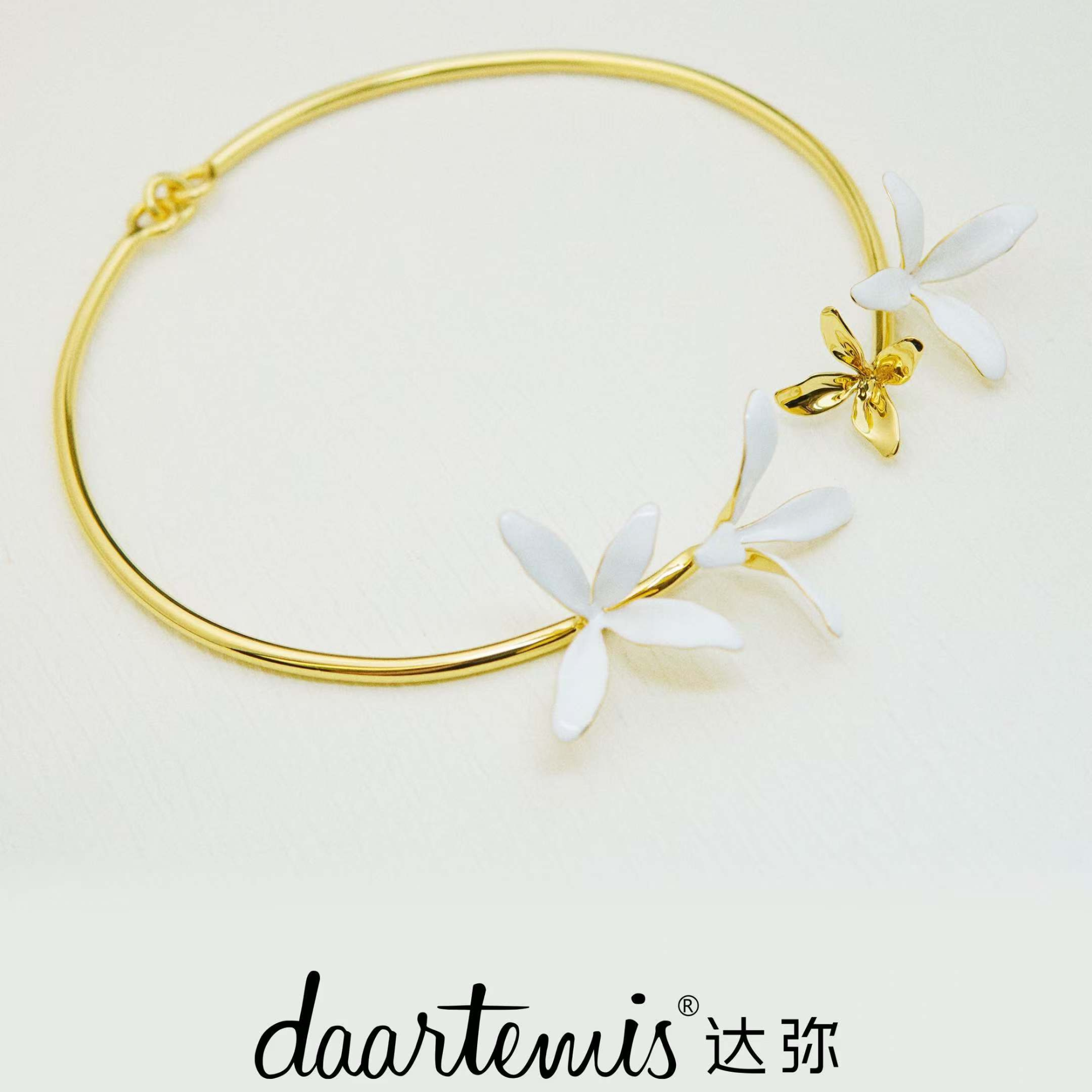 铜合金珐琅项链 【Do.Fashion欧阳】达弥.兰系列白色兰花Choker项链