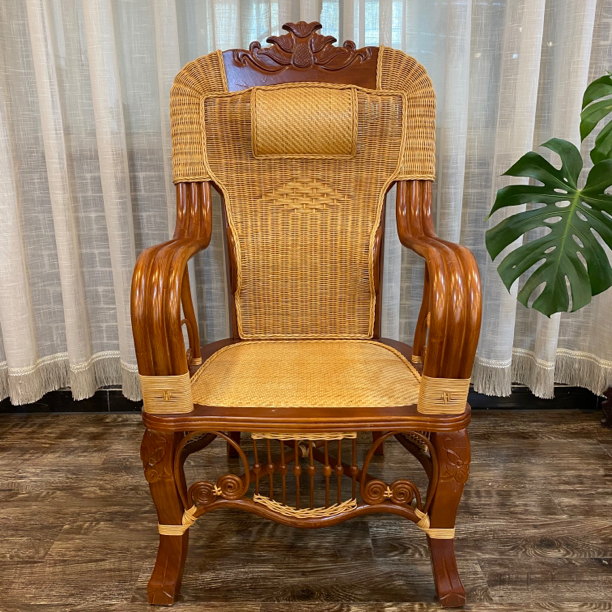 【官帽老板椅】藤编休闲椅 老板椅 办公椅 送坐垫