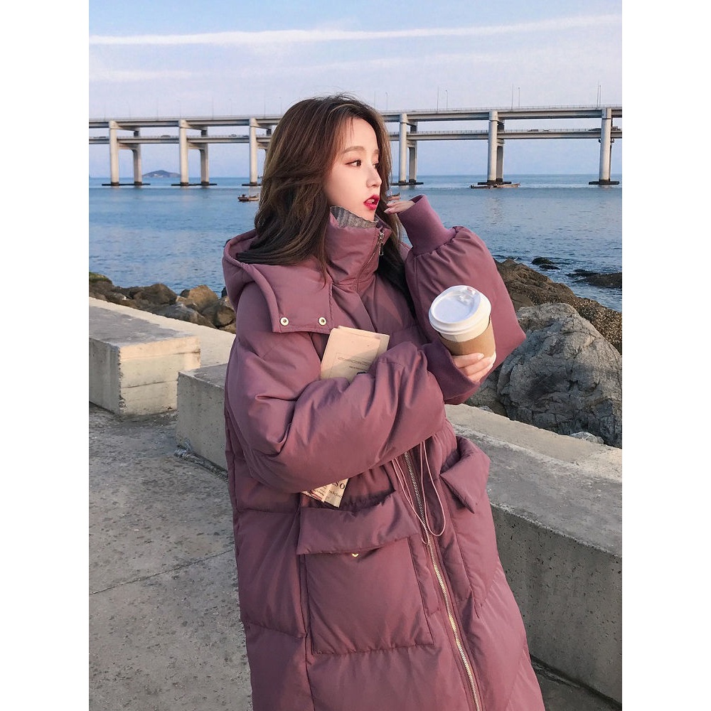 冬季长款羽绒羽绒服女2023新潮款加厚中长款面包服羽绒服过膝宽松