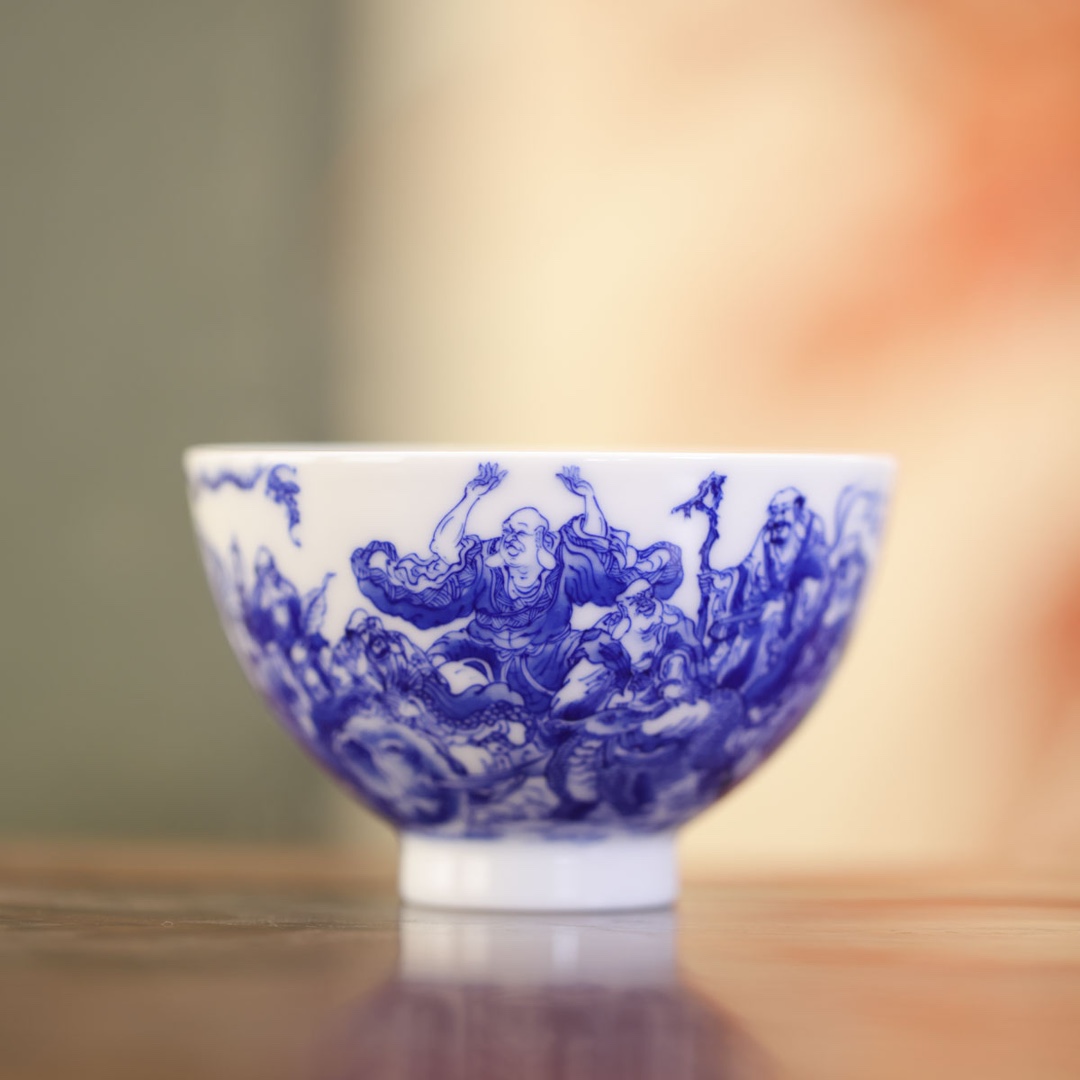 九段烧-九段妙手十八罗汉鸡心碗-陶瓷手绘有差异-直播镜头前为准