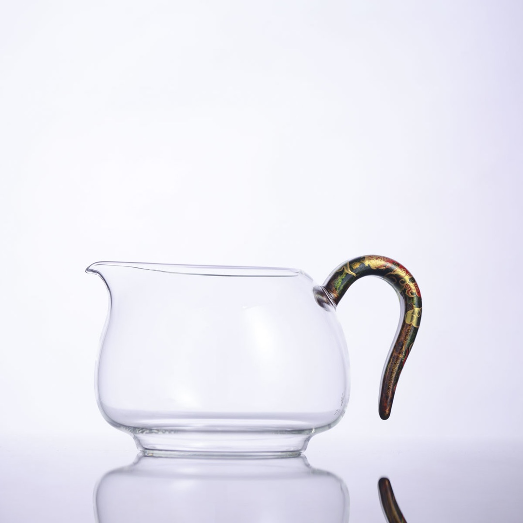 自慢堂-大漆鎏金底红云龙自慢-高档耐热分茶