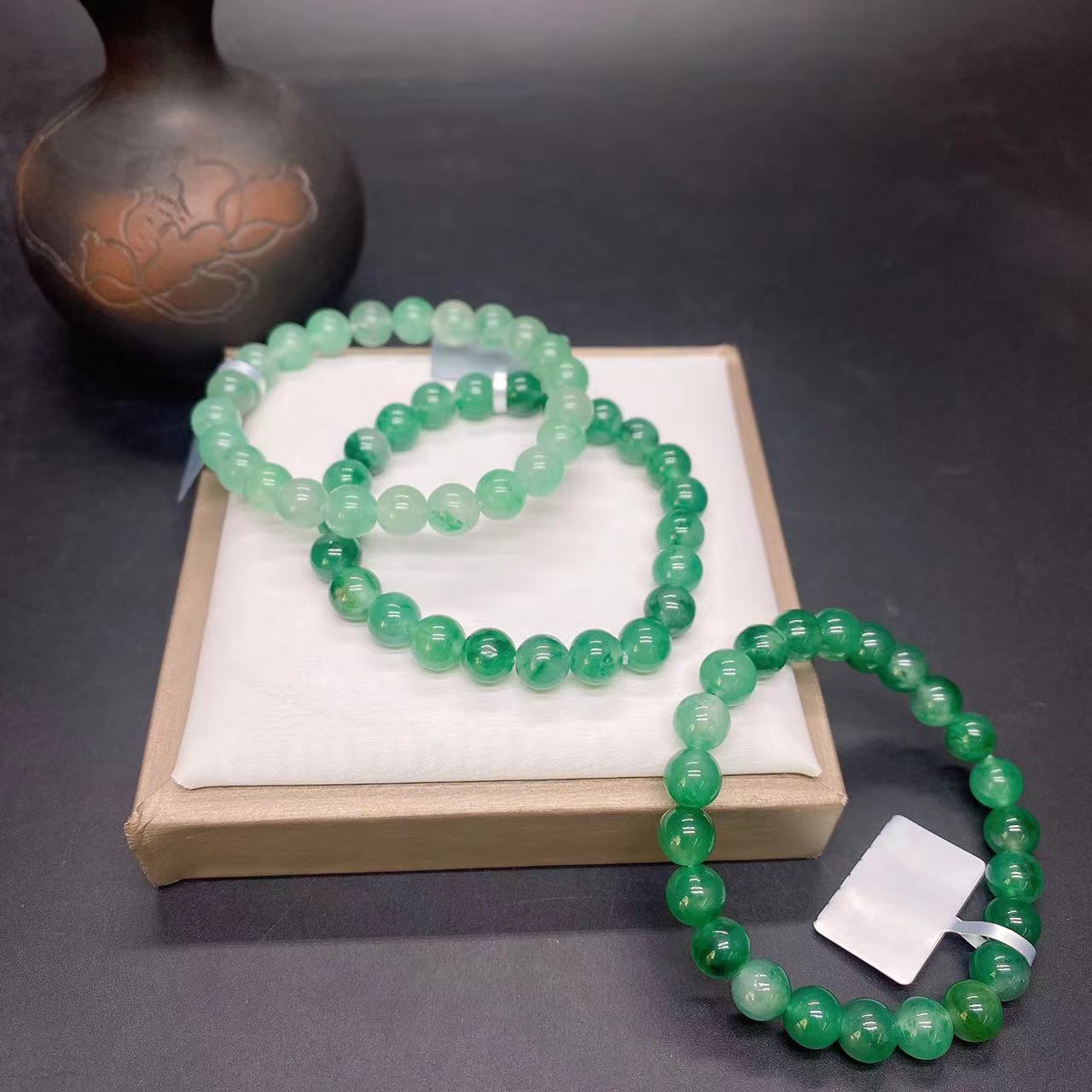 【手串】纯天然非洲翠手串|卡7-8mm|天然纹路有差异|多样性发其一