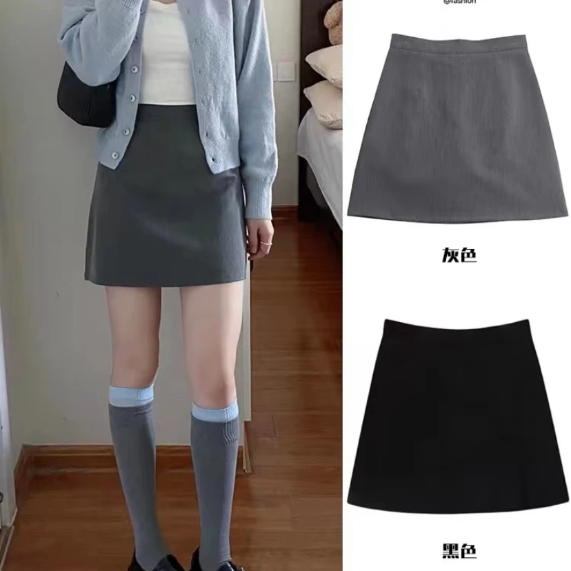 西装面料黑色半身春夏2025新款韩版百搭显瘦半身短裙2025年新款