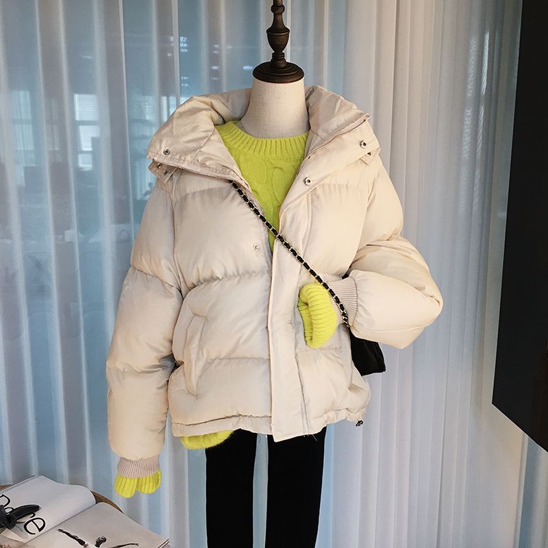平湖羽绒服冬季女装韩版小可爱连帽羽绒衣女短款纯色女款羽绒
