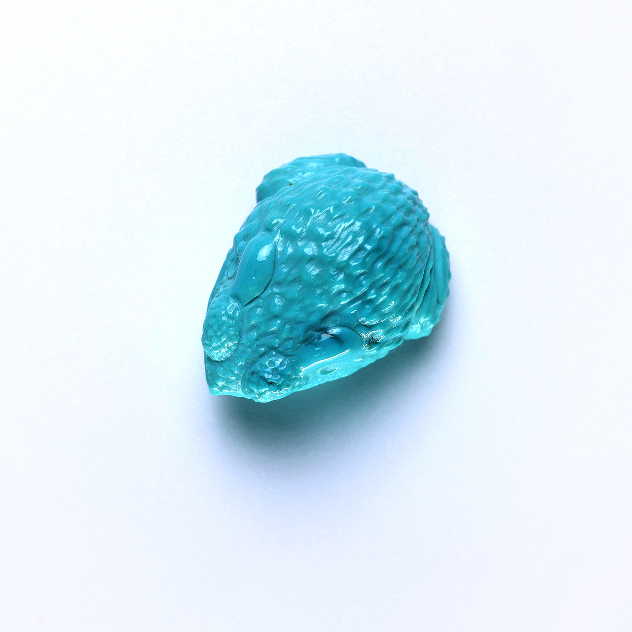 湖北天然原矿绿松石雕刻件金蟾纯手工立体精雕高瓷玉华蓝吊坠摆件