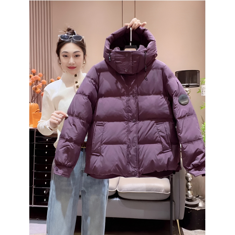 特大码300斤胖mm宽松休闲欧货连帽蓬松面包服女秋冬加厚保暖棉服