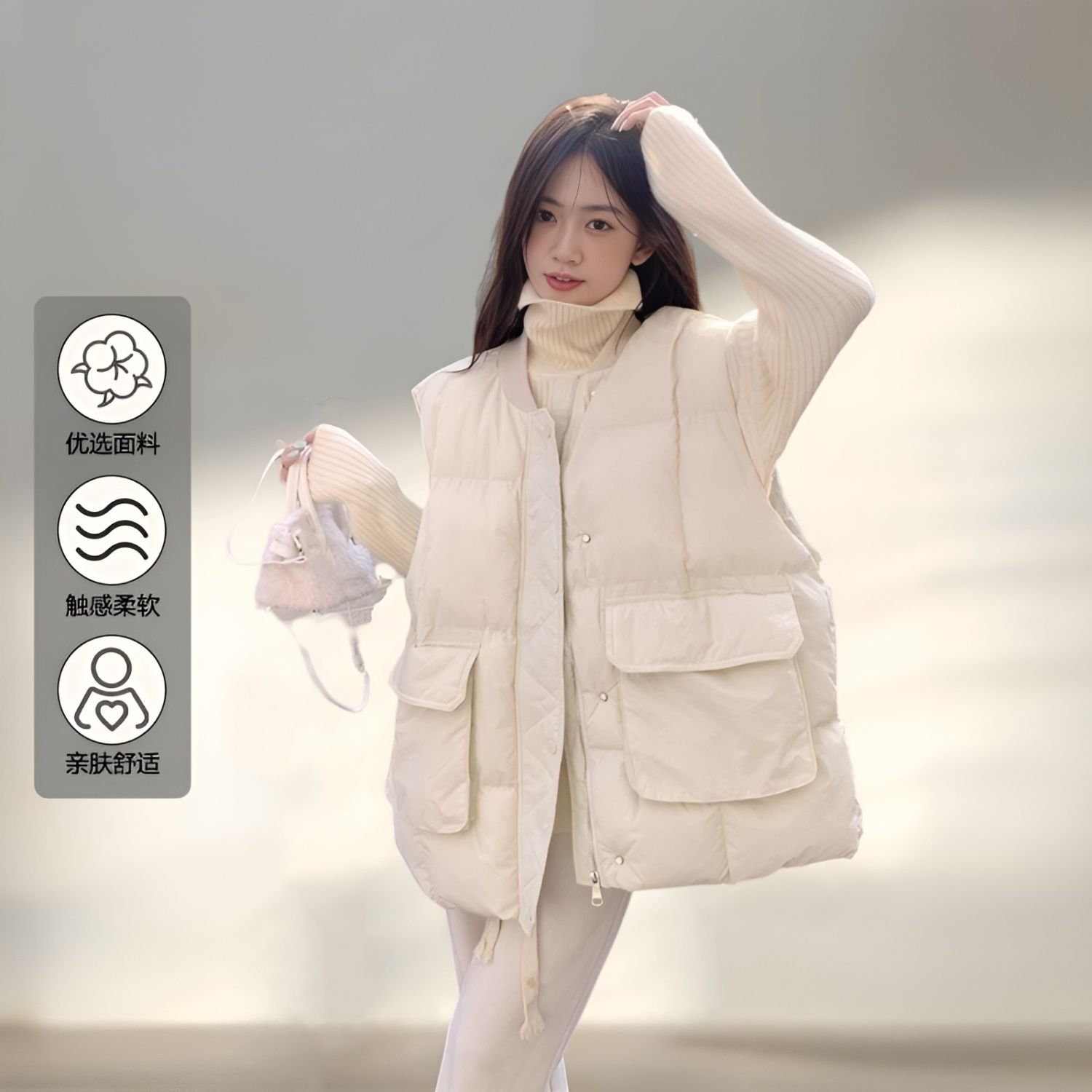 加肥大码300斤防寒坎肩无袖马夹女欧货冬季韩系保暖棉袄马甲外套