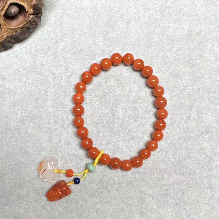 【南红大补贴】设计款南红单圈手串5-6MM YB1065红色时尚