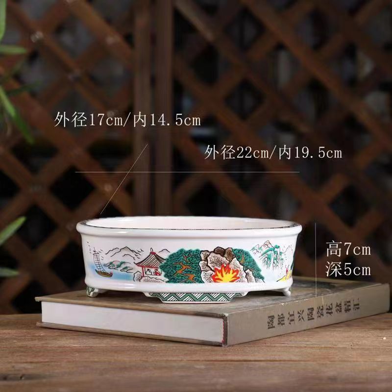 清晨知园仿手绘月香紫砂花盆手工