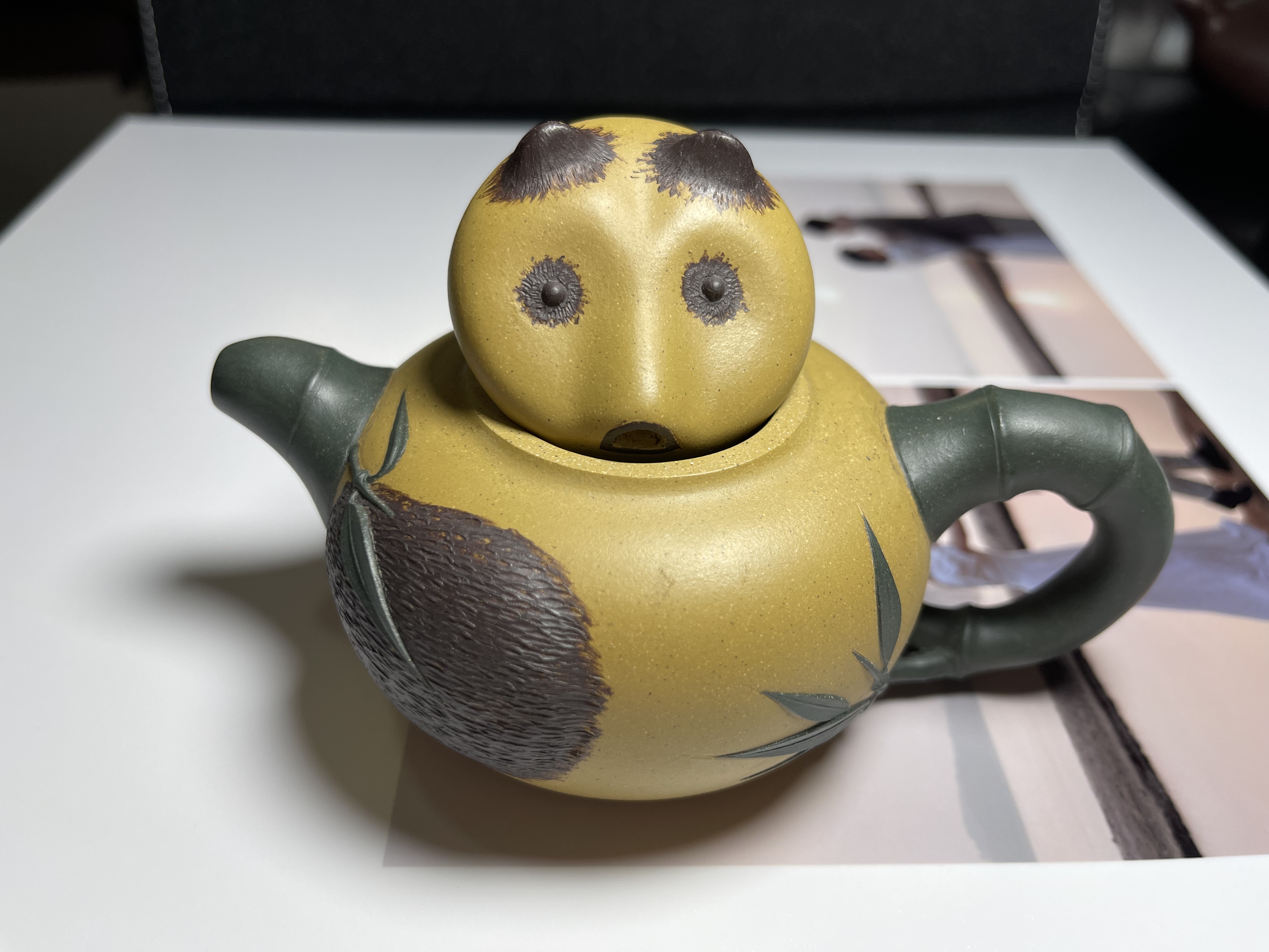原矿黄段泥莲子壶水平壶熊猫壶手制球壶茶具泡茶壶泥壶