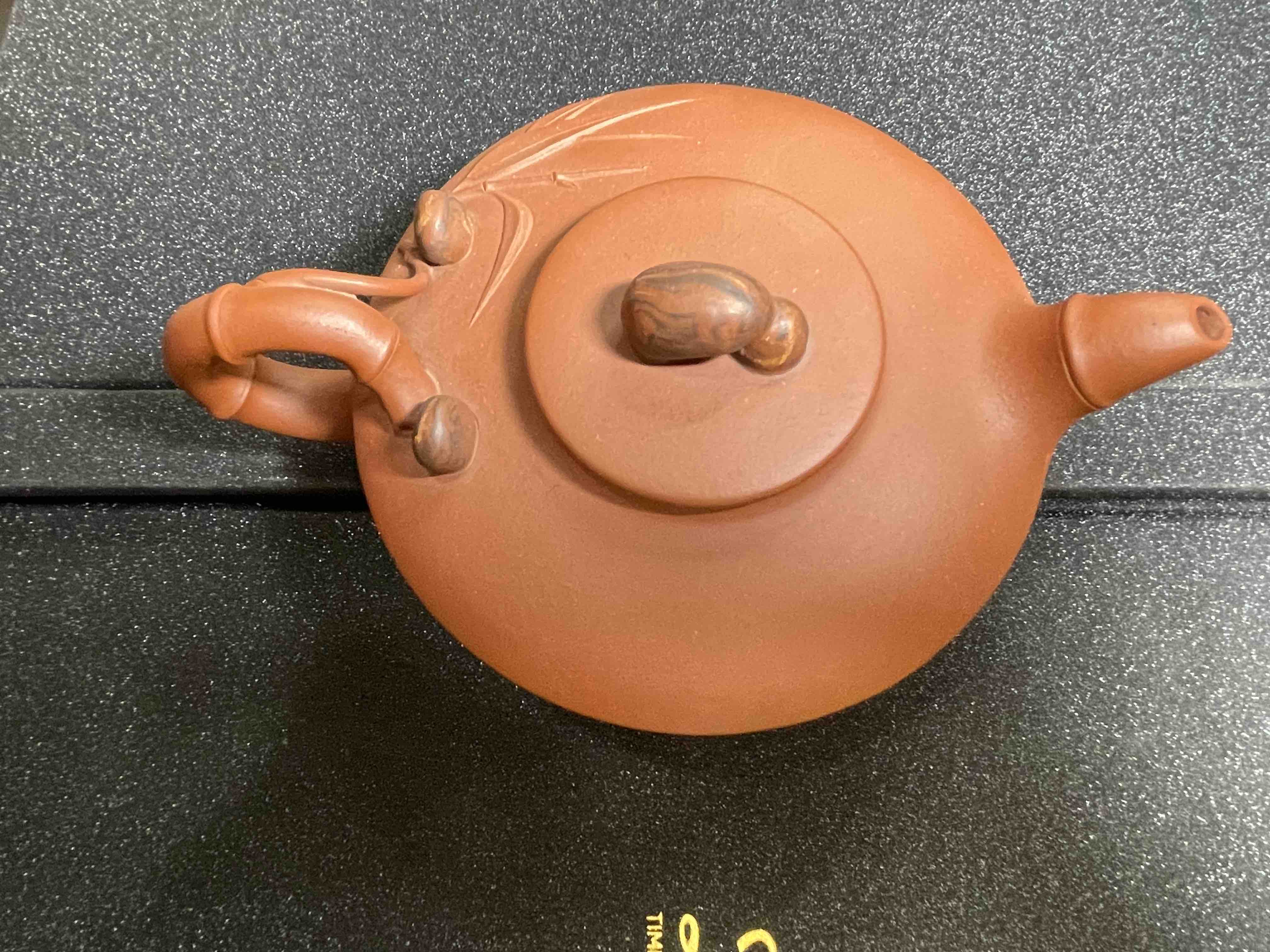 原矿红清水泥石竹紫砂壶手工