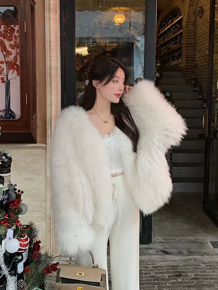 轻奢风格狐狸毛编织皮草50衣长百搭显洋气