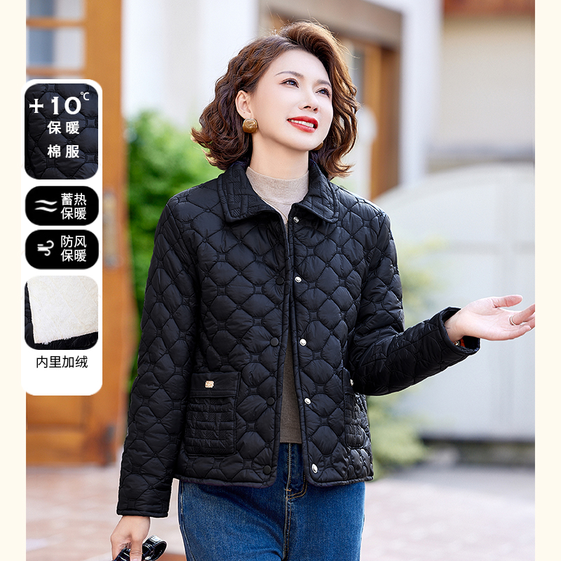 中年妈妈冬装羽绒棉服2024新款洋气中老年人棉袄保暖短款棉衣外套